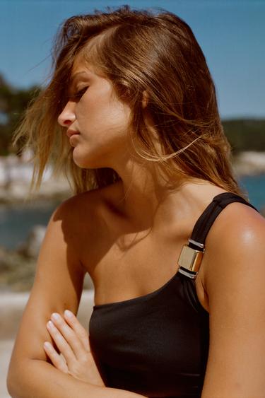 MAILLOT DE BAIN ASYMÉTRIQUE CUT OUT PIÈCE ÉPAULE - Noir de Zara - Image 1