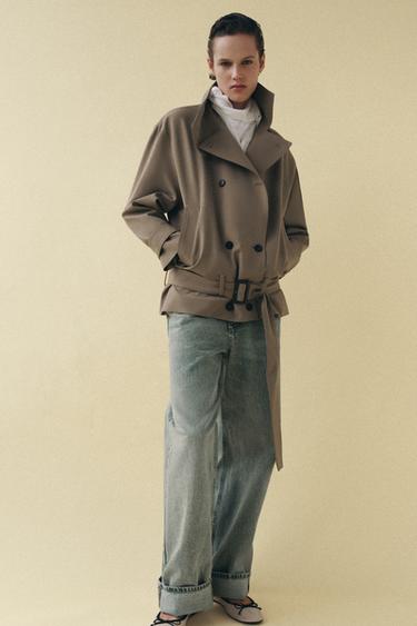 ZW COLLECTION FLOWING JACKET WITH BELT - Mink by Zara