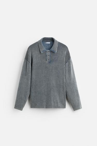 WASHED KNIT POLO SHIRT - Indigo by Zara