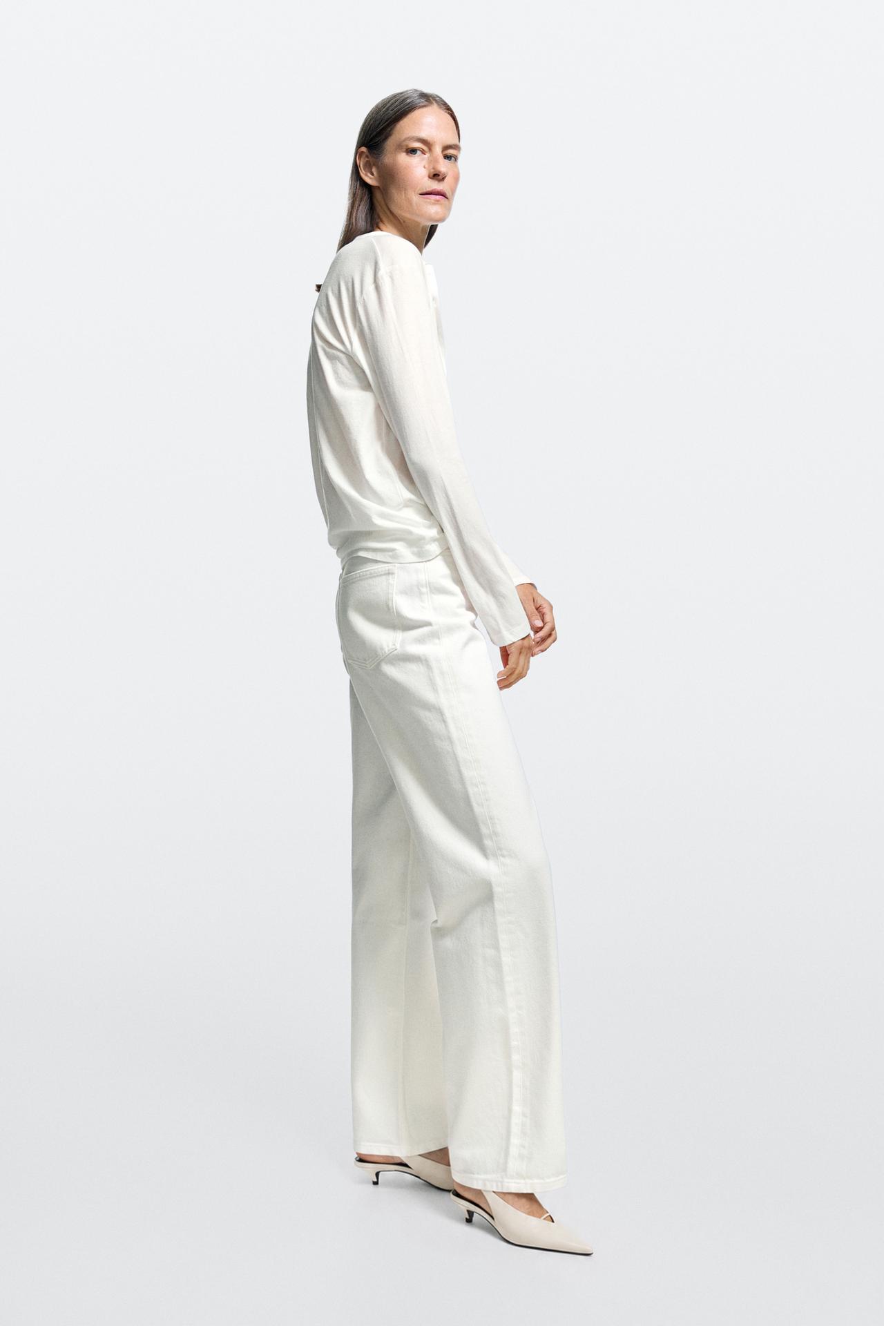 High-waist wide-leg jeans — Oyster-white