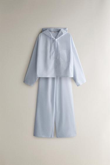 CHEMISE À CAPUCHE RAYURES - Bleu de Zara - Image 4
