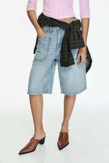 Zara ZW COLLECTION DENIM SHORTS - Blue
