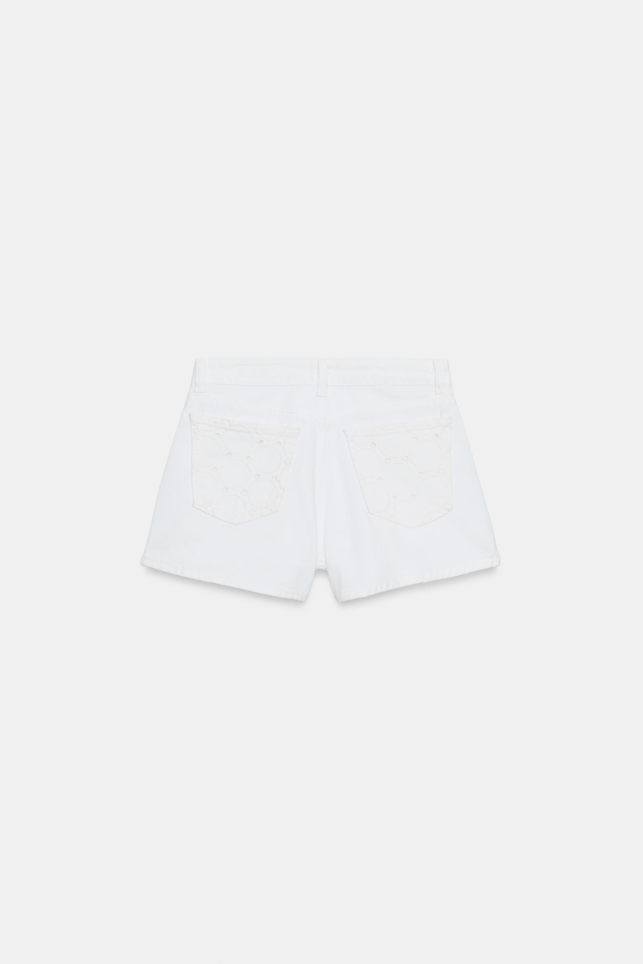 Женские шорты Zara Z1975 MID-RISE EYELET EMBROIDERED SHORTS — фото 6