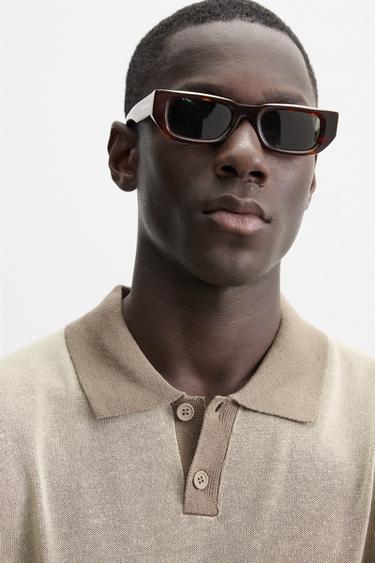 POLO EN MAILLE AVEC CONTRASTE - Beige de Zara - Image 4