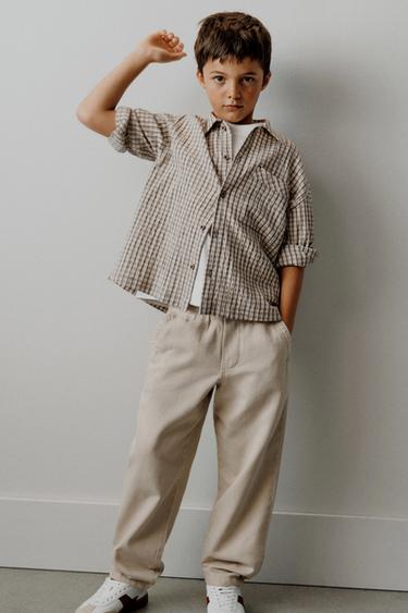 Zara FLUID TWILL PANTS - Ecru
