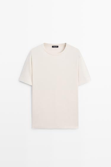Zara 100% cotton T-shirt with shoulder detail - Ecru