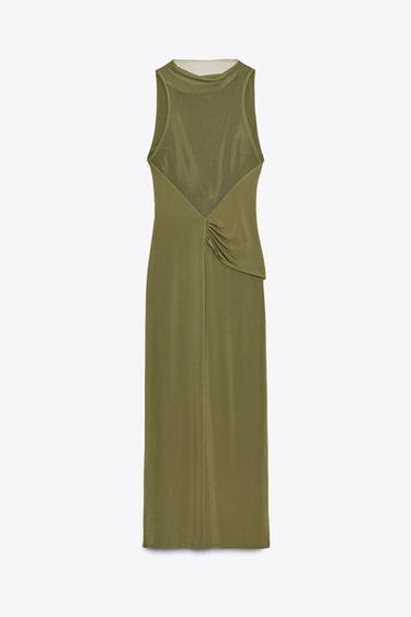 ROBE COMBINÉE DRAPÉE - Vert mousse de Zara - Image 4