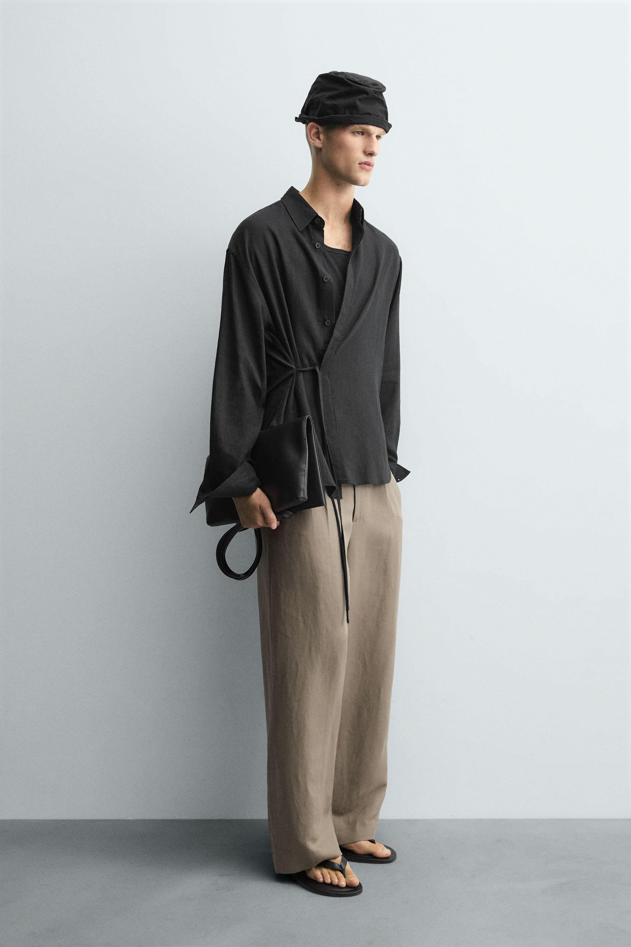 CHEMISE LIN ET VISCOSE AVEC LIEN