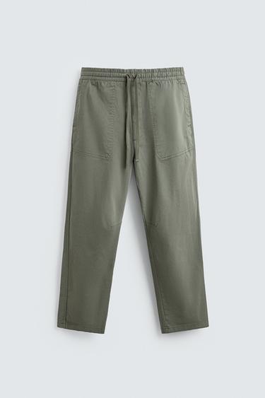 PANTALÓN RELAXED FIT LAVADO - Khaki de Zara
