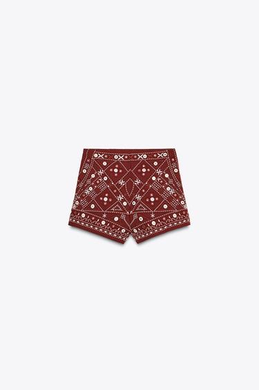 EMBROIDERED MIRROR BERMUDA SHORTS - Terracotta by Zara - Image 5