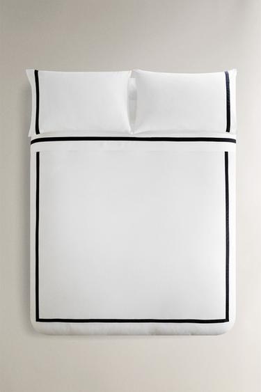 BORDERED SATEEN DUVET COVER - Black by Zara - Image 0
