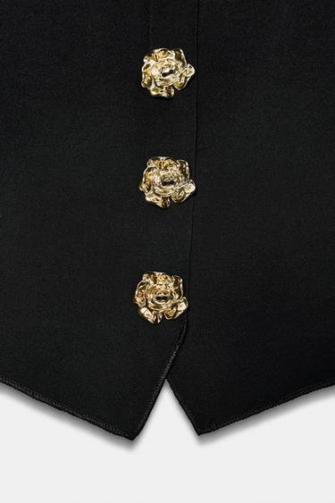 STRETCH TOP WITH MATCHING BUTTONS - Black by Zara - Image 5
