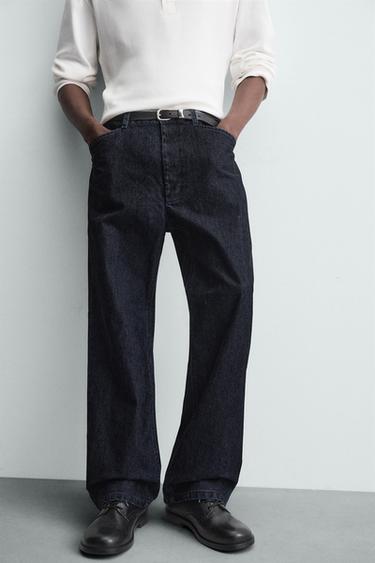 PANTALON RELAXED FIT FLOQUÉ - Bleu marine foncé de Zara - Image 4