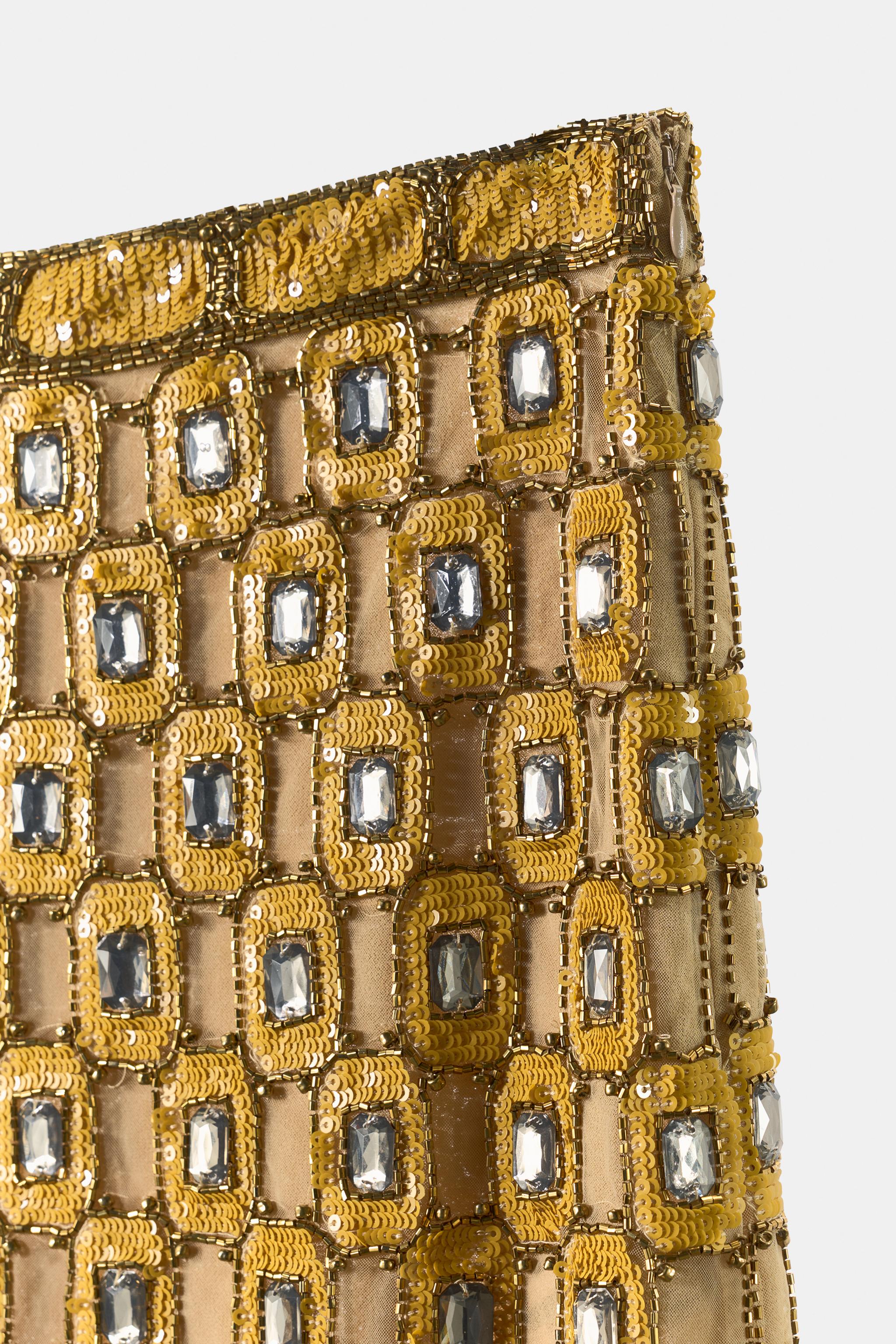 LIMITED EDITION BEADED EMBROIDERED MIDI SKIRT