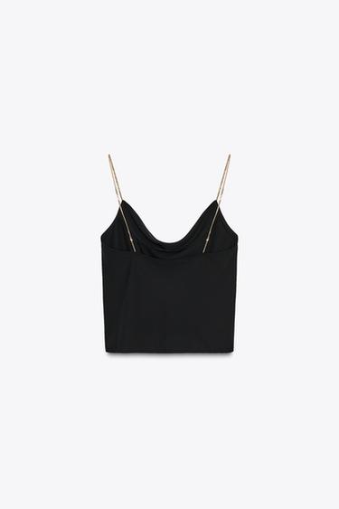 CHAIN STRAP CAMISOLE TOP - Black by Zara - Image 7