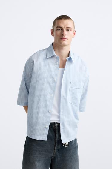 CAMISA RAYAS - Azul / Blanco de Zara