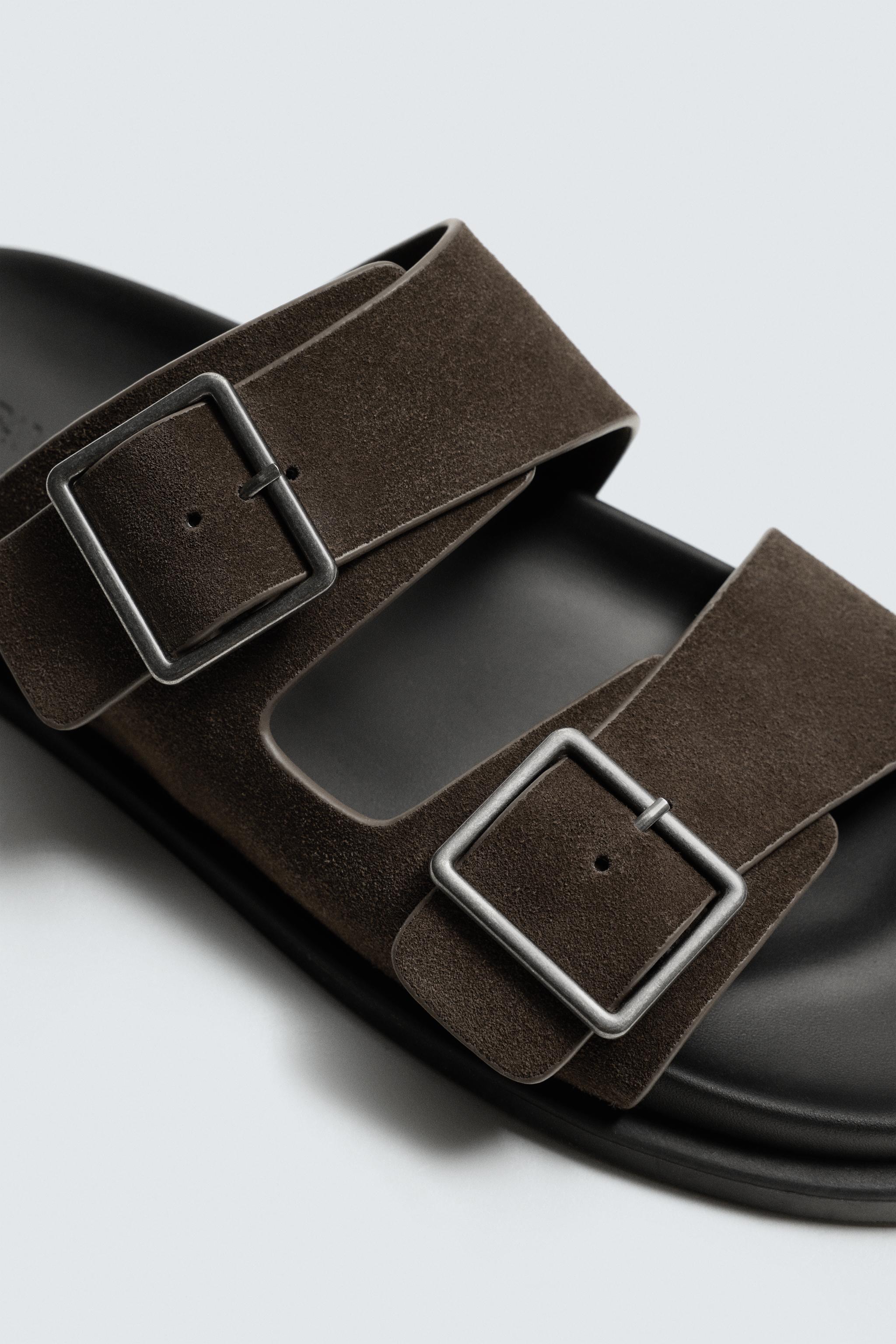 DOUBLE STRAP LEATHER SANDALS
