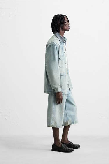 BERMUDAS DENIM COUPE AMPLE EFFET VINTAGE - Bleu clair de Zara - Image 3