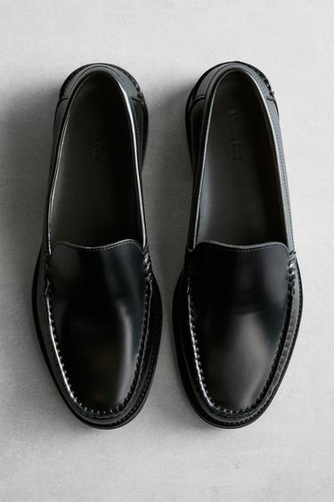 Zara Leather loafers with glossy finish - Black - Image 0