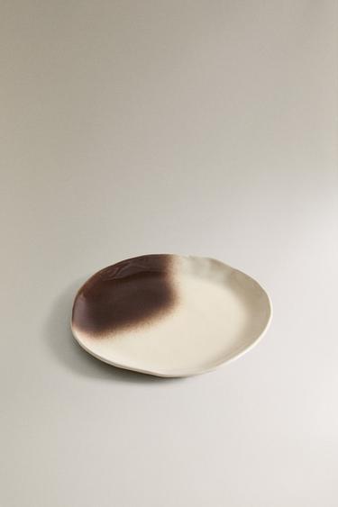 OMBRÉ STONEWARE SIDE PLATE X COLLAGERIE - Ecru / Brown by Zara - Image 1