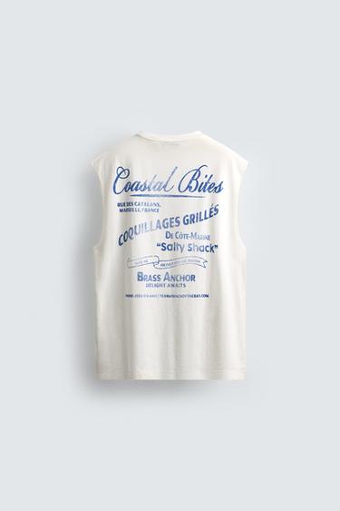 DÉBARDEUR IMPRIMÉ DÉLAVÉ - Blanc cassé de Zara