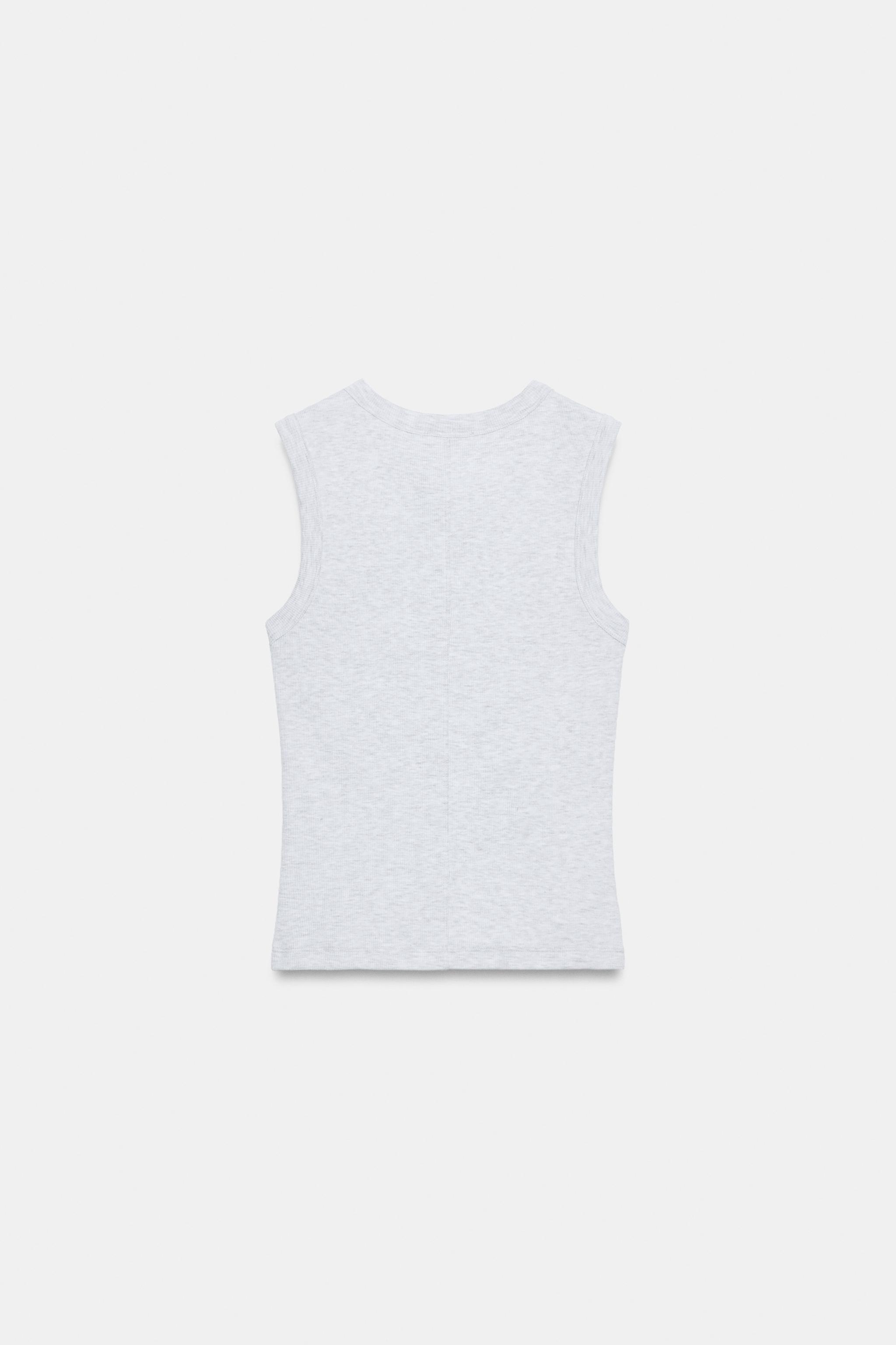 EMBROIDERED TEXT RIB T-SHIRT