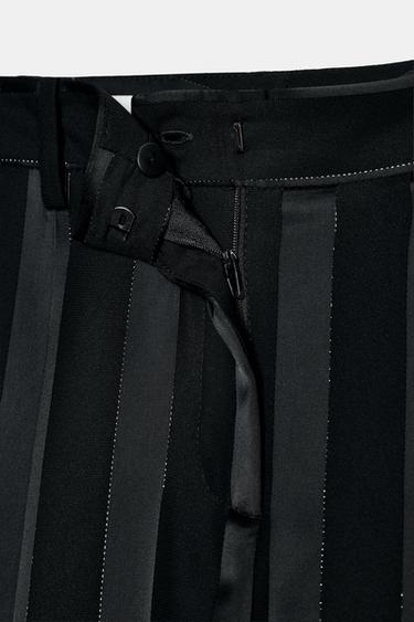 METALLIC THREAD STRIPED JACQUARD TROUSERS - Black by Zara - Image 6