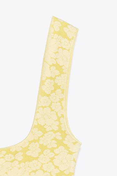 ROBE DÉCOLLETÉ CARRÉ STRETCH - Jaune de Zara - Image 6