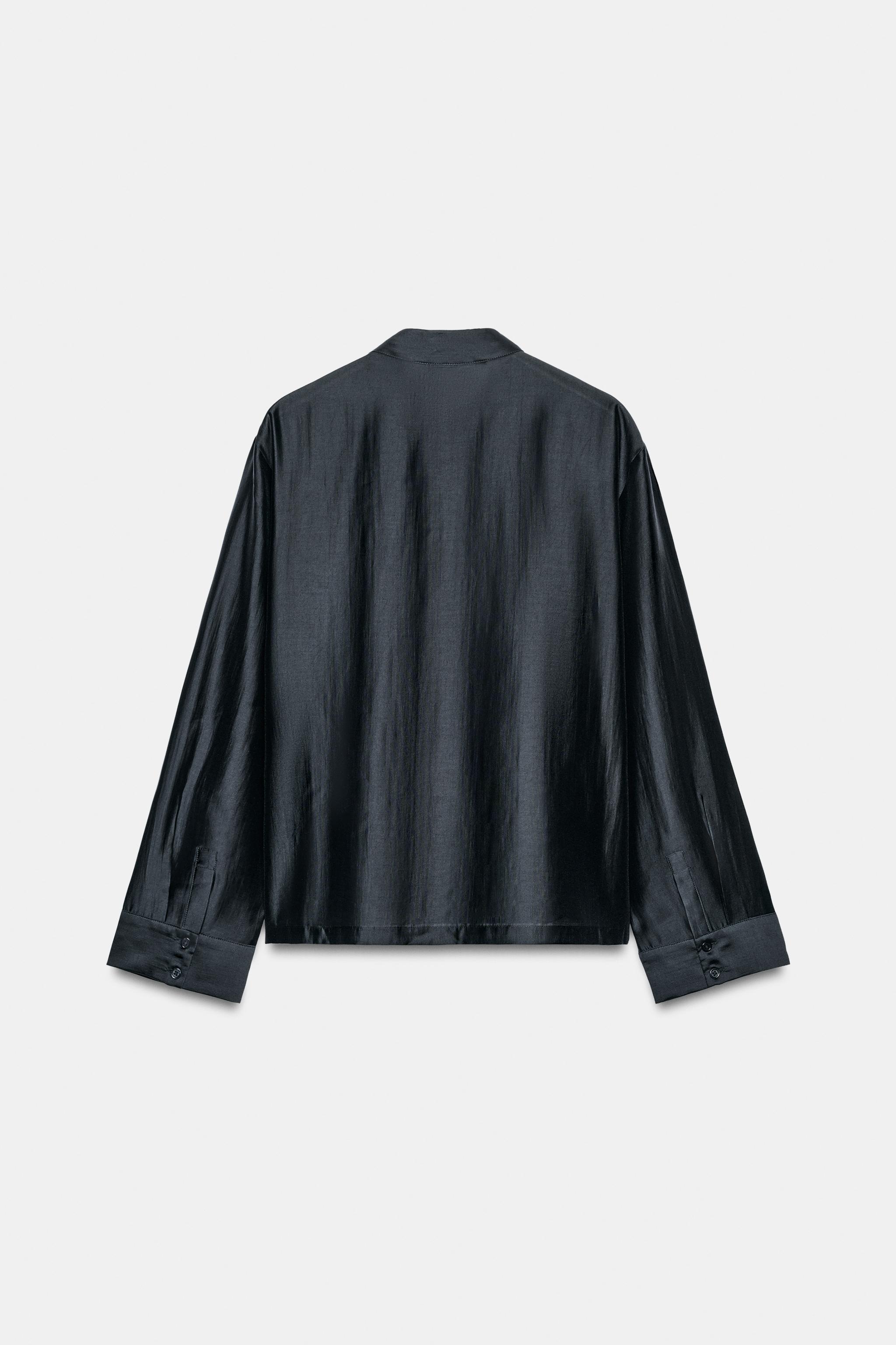 Zara ZW COLLECTION SATIN SHIRT WITH FROG FASTENING görsel 5