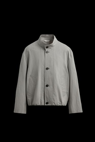 RELAXED FIT TEXTURED CHECK JACKET - Grey by Zara