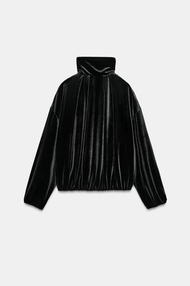 BLOUSON BOMBER EN VELOURS - Noir de Zara - Image 8