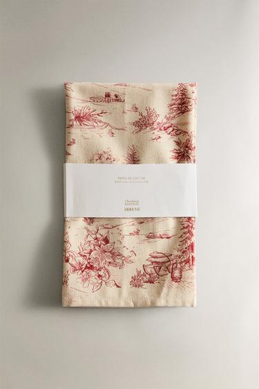 PACK OF COTTON CHRISTMAS COUNTRYSIDE HOUSE TEA TOWELS (PACK OF 2) - Red by Zara - Image 4