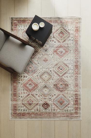 RECTANGULAR VINTAGE-EFFECT RUG - Pink by Zara - Image 5