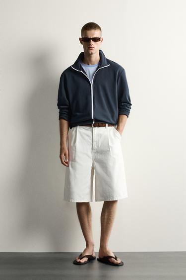 SUDADERA RELAXED FIT CREMALLERA CONTRASTE - Azul de Zara