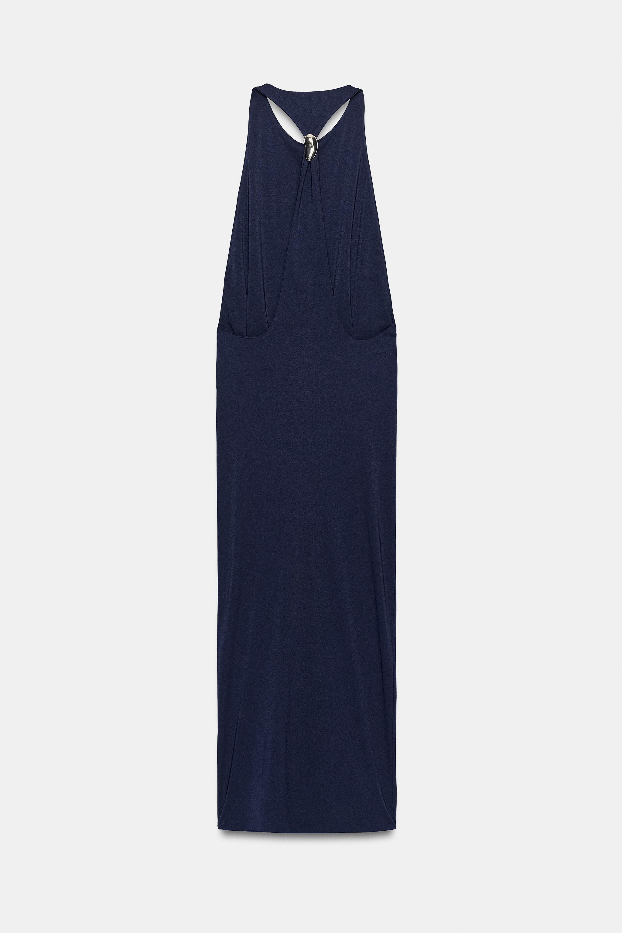 Zara Aplikeli Midi Elbise görsel 6