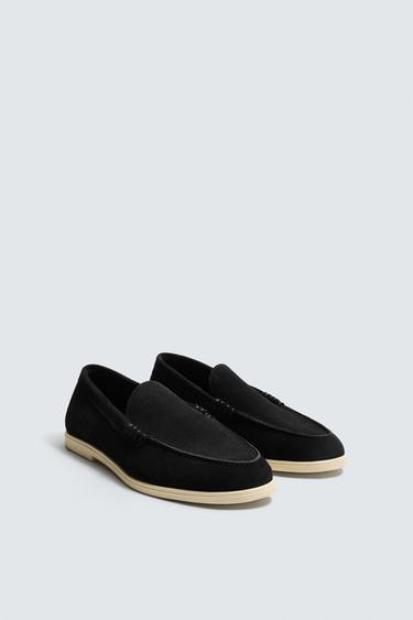 Zara CASUAL LEATHER LOAFERS - Black