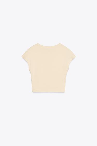 T-SHIRT COURT EN COTON MODAL - Jaune de Zara - Image 4