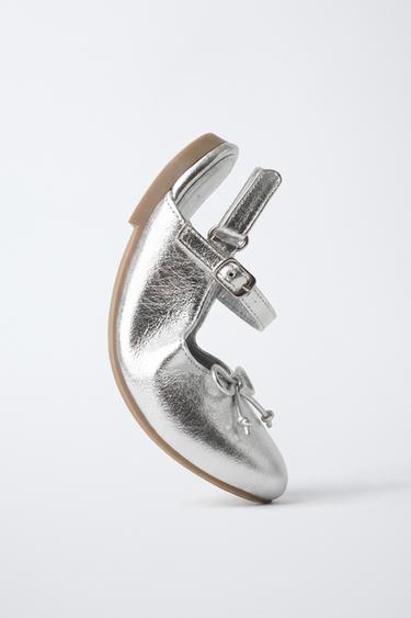 METALLIC SLINGBACK BALLET FLATS - Silver by Zara - Image 7