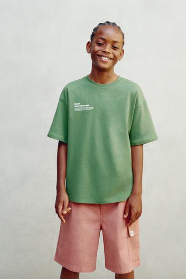 Zara TEXT PRINT T-SHIRT - Green - Image 0