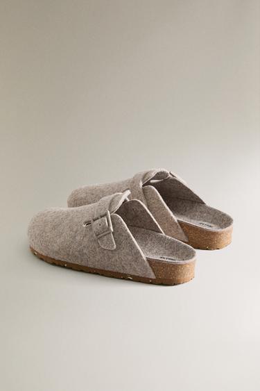 BUCKLED FELT MULE CLOG SLIPPERS - Brown by Zara - Image 3