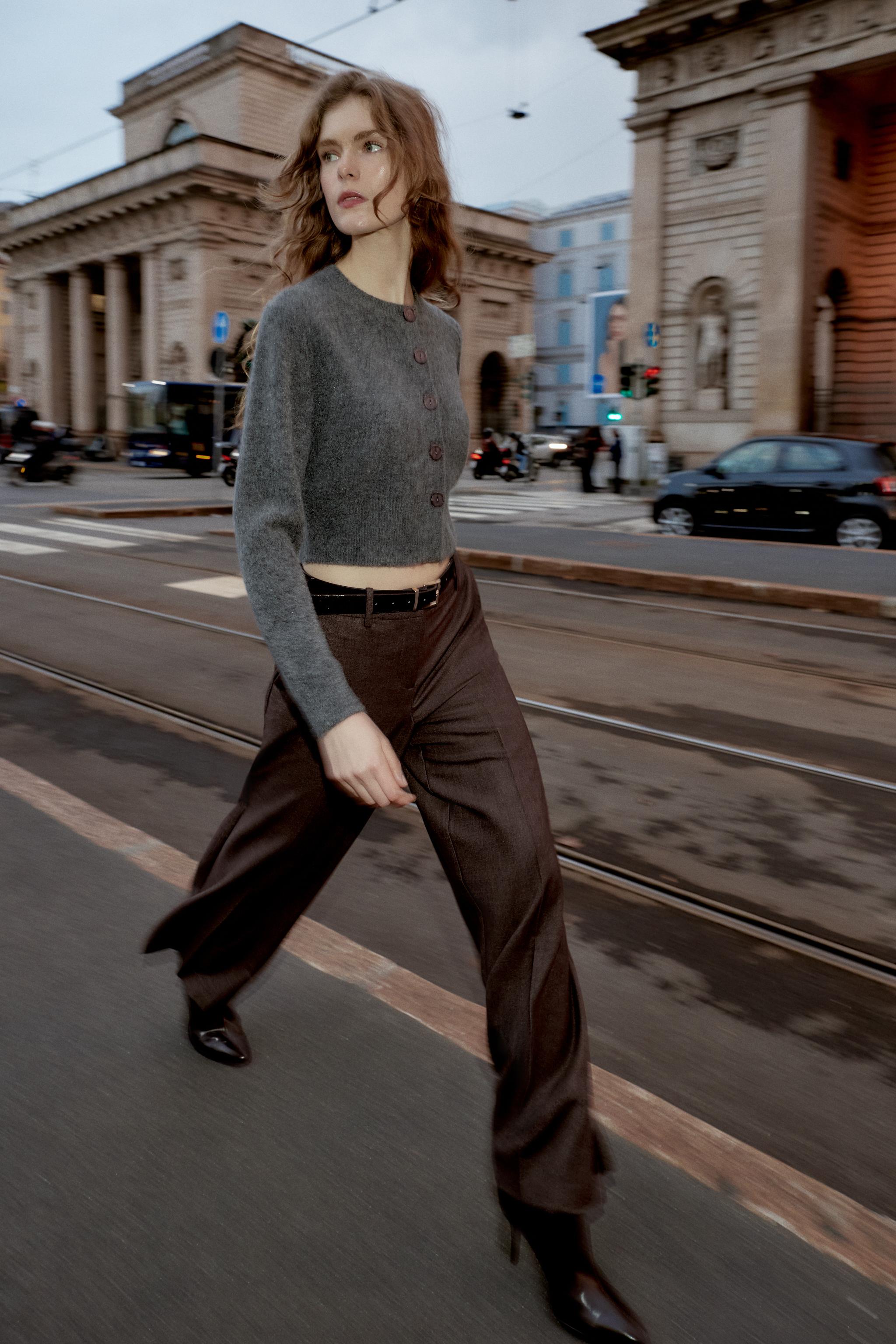 ベルト付きストレートパンツ - ブラウン | ZARA Japan / 日本