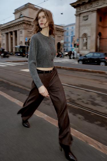 STRAIGHT TROUSERS WITH BELT - Brown by Zara - Image 0