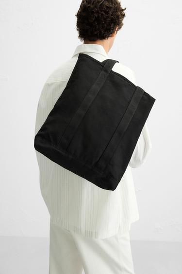 BOLSO SHOPPER TEJIDO - Negro de Zara - Imagen 0