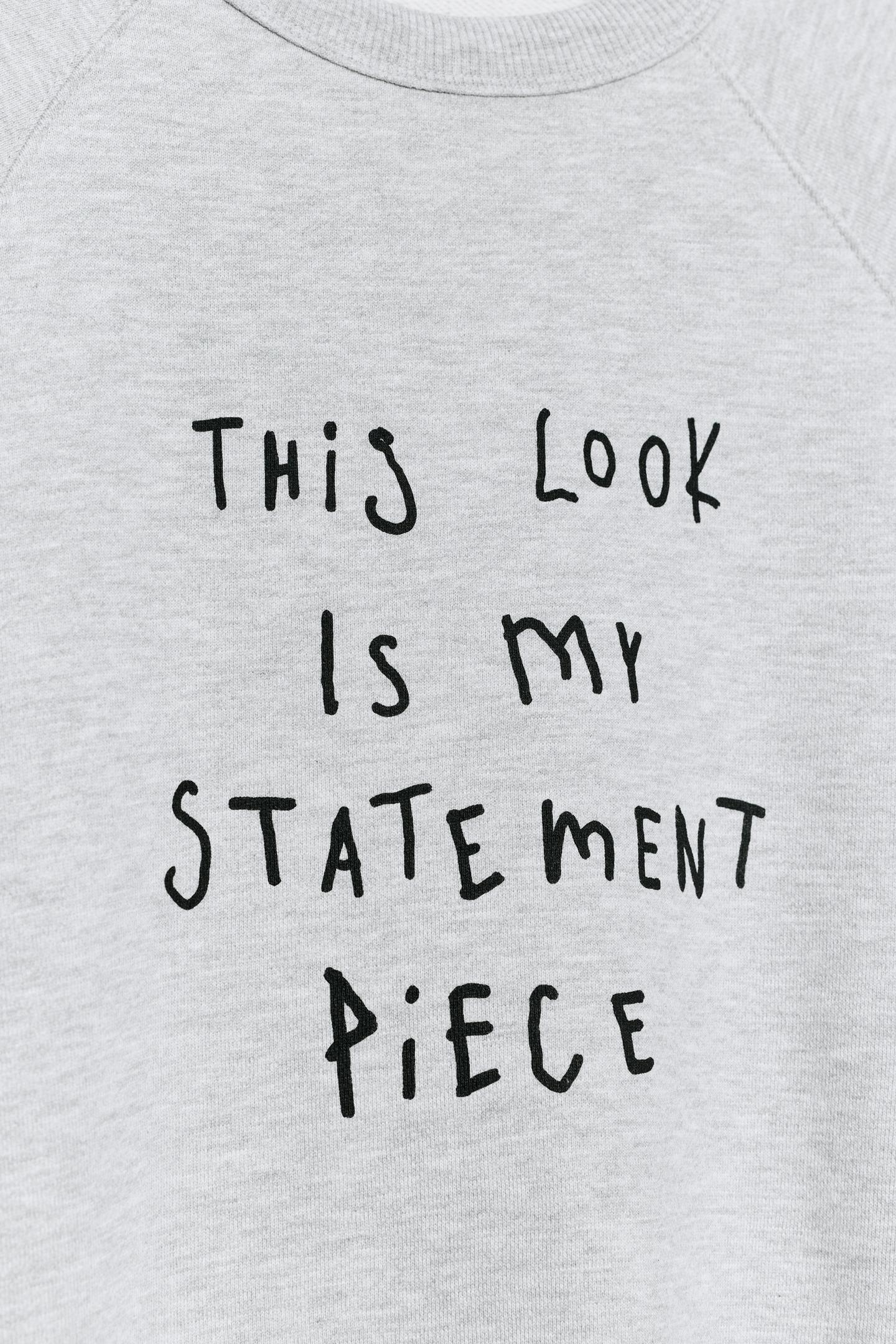 Женская толстовка Zara Text Print, цвет: Серый меланжевый — фото 6
