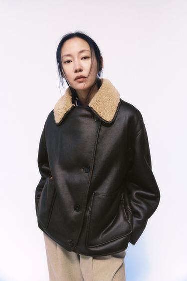 ZW COLLECTION DOUBLE-FACED JACKET - Brown / Ecru by Zara