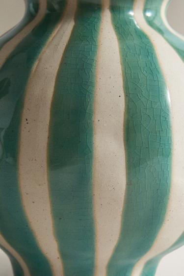 VASE DÉCORATIF CÉRAMIQUE IRRÉGULIER - blanc/turquoise de Zara - Image 3
