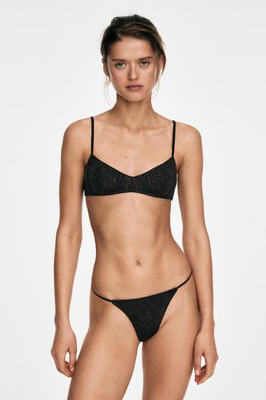 Zara Thong with embroidered detail - Anthracite Gray - Image 0