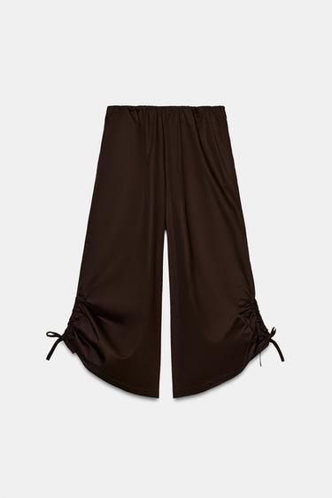 PANTALON JUPE-CULOTTE À BAS AJUSTABLE - Marron chocolat de Zara - Image 4