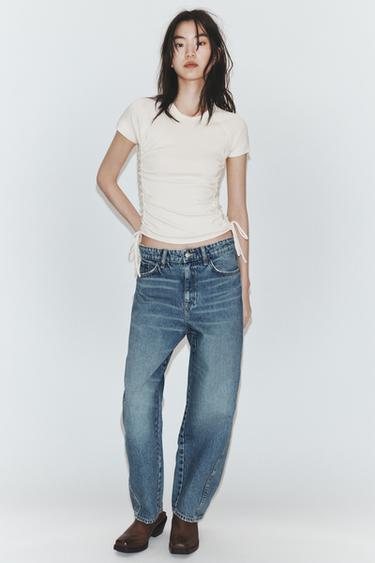 CAMISETA FRUNCES AJUSTABLES - Crudo de Zara - Imagen 0