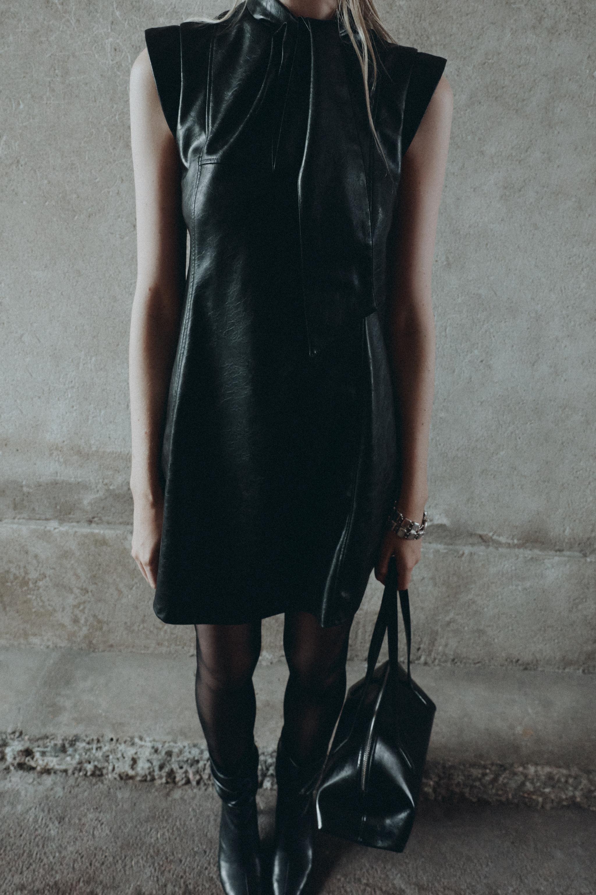 FAUX LEATHER MINI DRESS